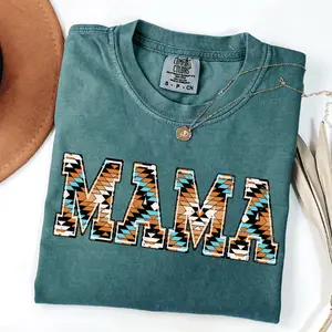 Comfort Colors Retro Aztec Mama Shirt: Western Mom Style, Mama Tee, Mother day Gift Shirt