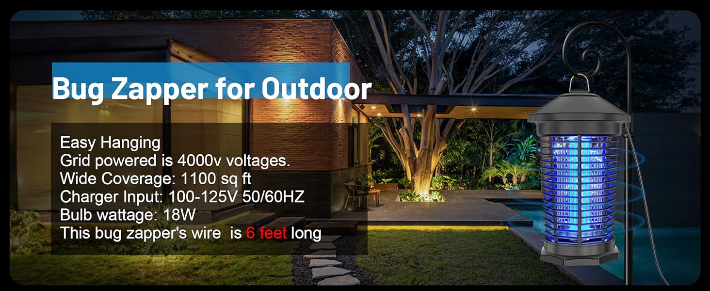 AUKFA Bug Zapper Outdoor Indoor, Electric Mosquito Zapper, Waterproof Fly Trap Insect Killer for Home Backyard Patio Garden Camp Site catcher killing