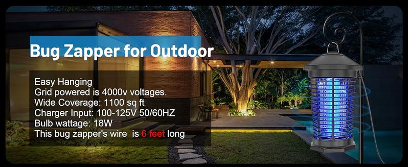 AUKFA Bug Zapper Outdoor Indoor, Electric Mosquito Zapper, Waterproof Fly Trap Insect Killer for Home Backyard Patio Garden Camp Site catcher killing AUKFA Bug Zapper Outdoor Indoor, Electric Mosquito Zapper, Waterproof Fly Trap Insect Killer for Home Backyard Patio Garden Camp Site catcher killing