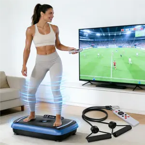 Horse Vibration Plate Exercise Machine 300 lbs Home Vibration Plate for Soccer SeasonWhole Body Workout with Fitness Resistance Band for Home Gym Equipment 99 Speeds Auto Modes Bluetooth Music Remote Control