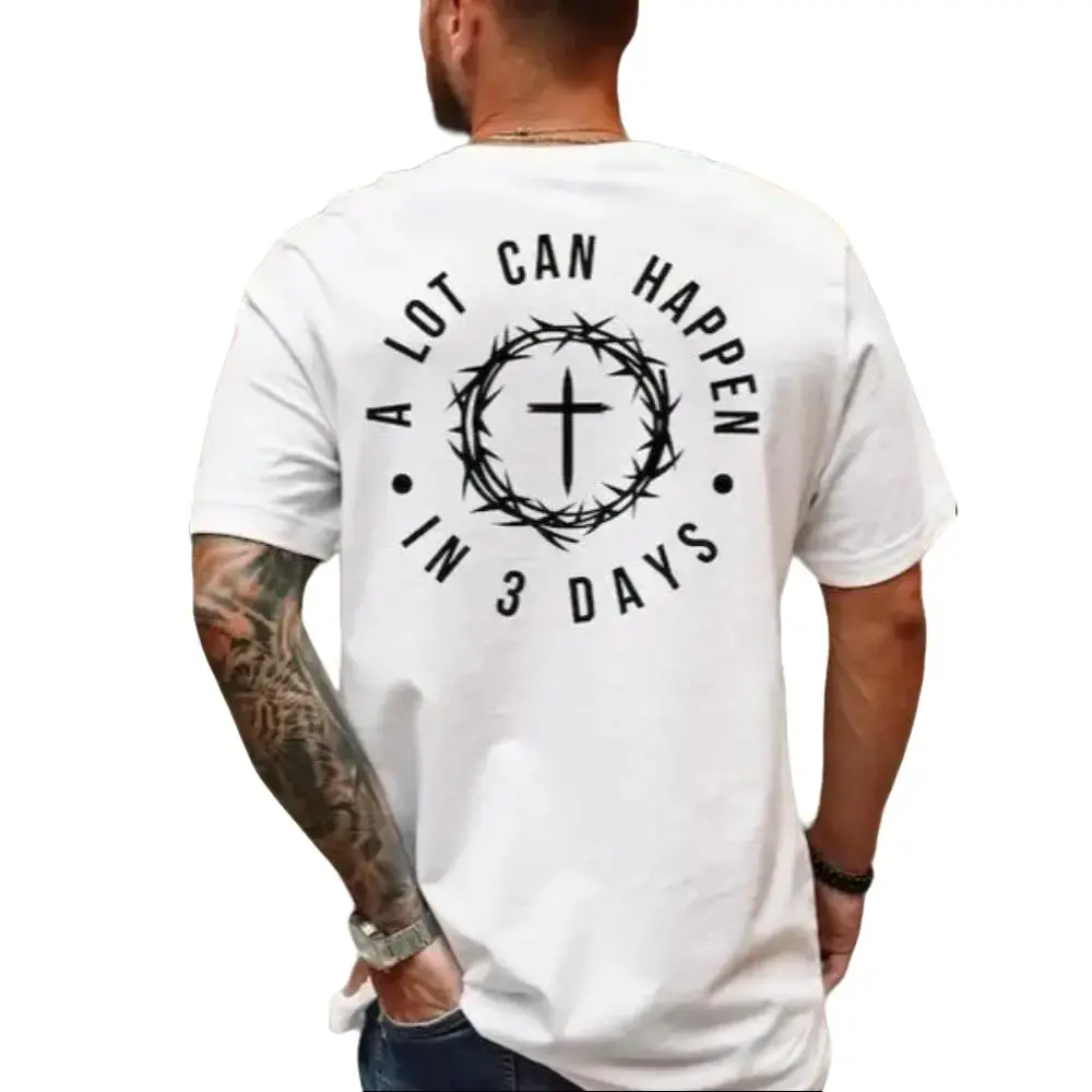 Men's Casual Short Sleeve Graphic T-Shirt - Simply Southern Christian Easter Religious Holiday Top, Scripture Resurrection Sunday Unisex Full Size Full Color Menswear Streetwear Easter Gift