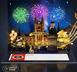 3D Pop-Up Graduation Card with Music & LED Fireworks Lights – Funny Presidential Style Talking Graduation Greeting Card for Him Her – Class of 2026 College High School Grad Gift with Envelope, 7.8x5.8"