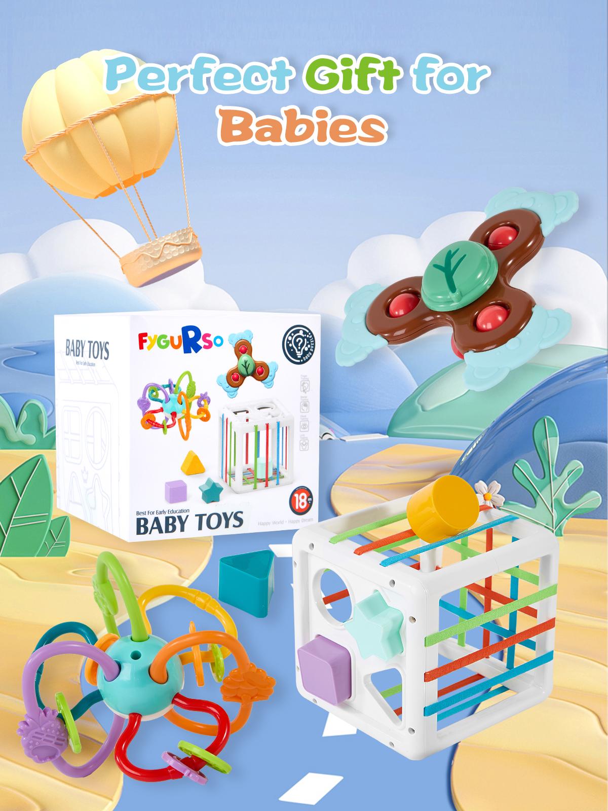 Fygurso Montessori Baby Shape Sorter Strong Sensory Bath Toy for 6-36 Months with Suction Cup, Develops Fine Motor Skills, BPA Free, Unisex