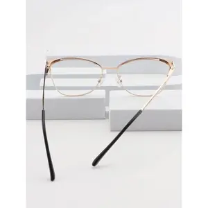Women's Fashion Cat Eye Frame Eyeglasses Anti-Blue Light Clear Lenses for Work Daily & Student Use Premium Quality Acrylic Metal Frame