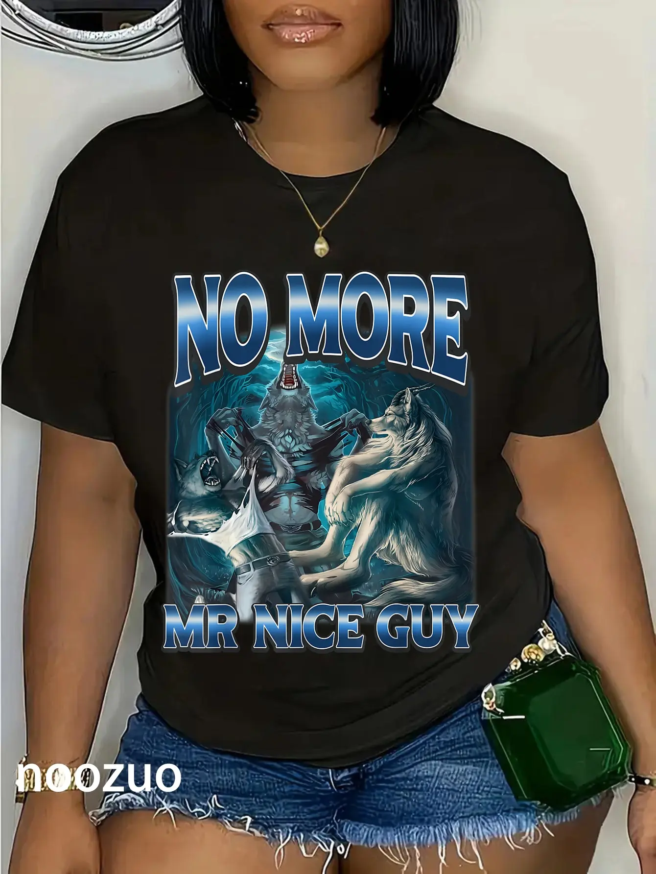 100% Cotton No More Mr Nice Guy Funny Alpha Wolves Meme Alpha Male Wolf T-Shirt