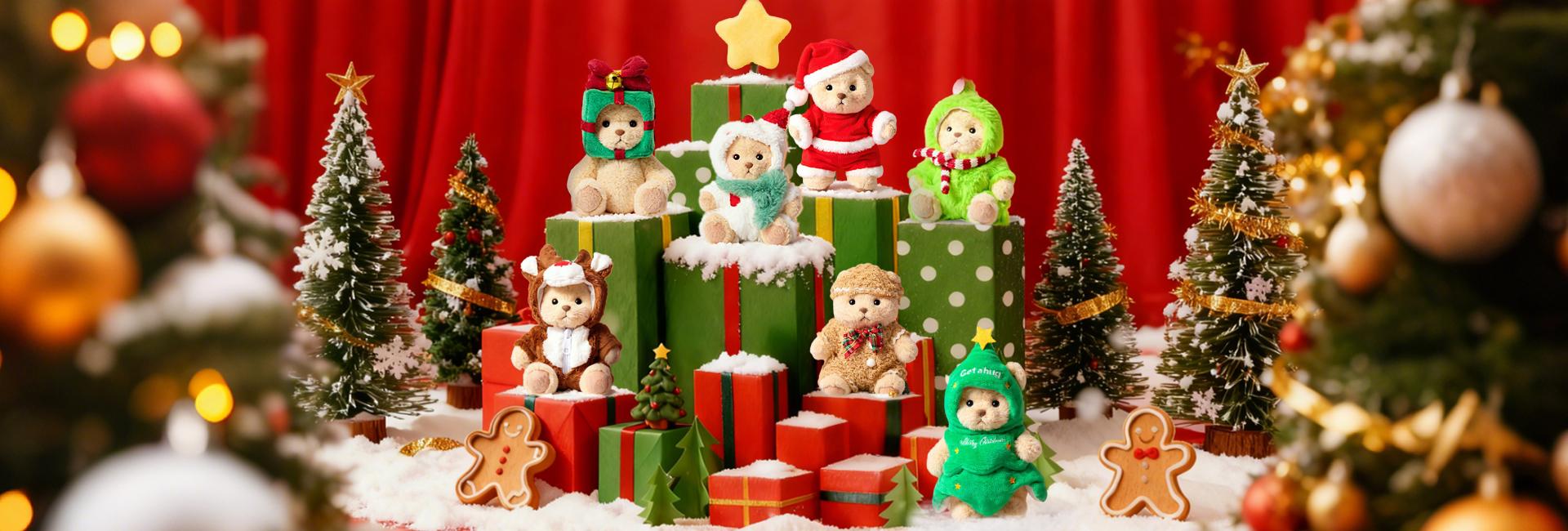 GETAHUG Christmas Teddy Bear 12" Poseable Jointed Plush Huggable & Collectible Stuffed Animal for Holidays, Weighted Stuffed Animals Perfect for Gifting & Decorating