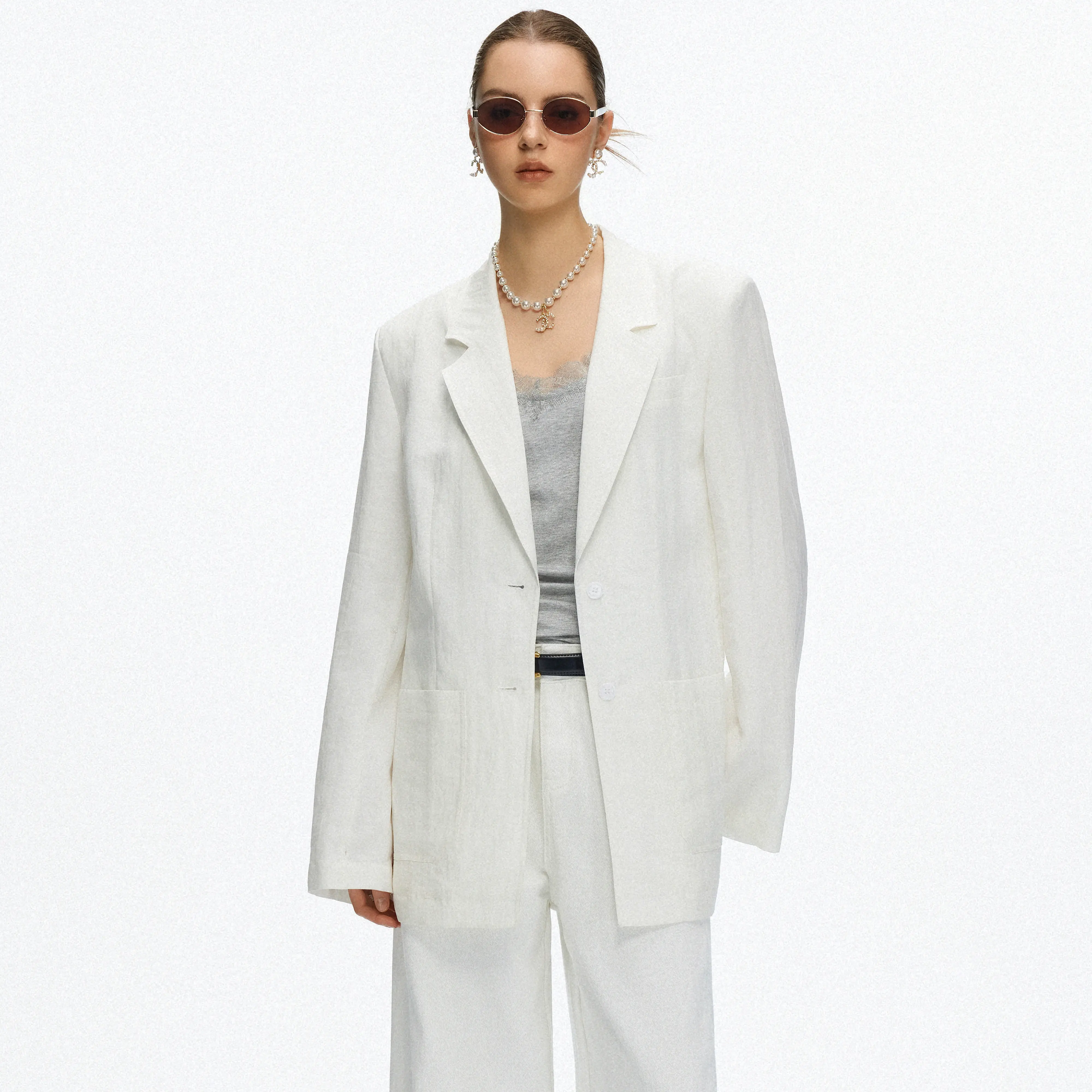 jccc shadow Linen Blazer Women Blazers for Women Business Casual Long Sleeve Lapel Open Front Suit Jacket Work Blazer with Pockets