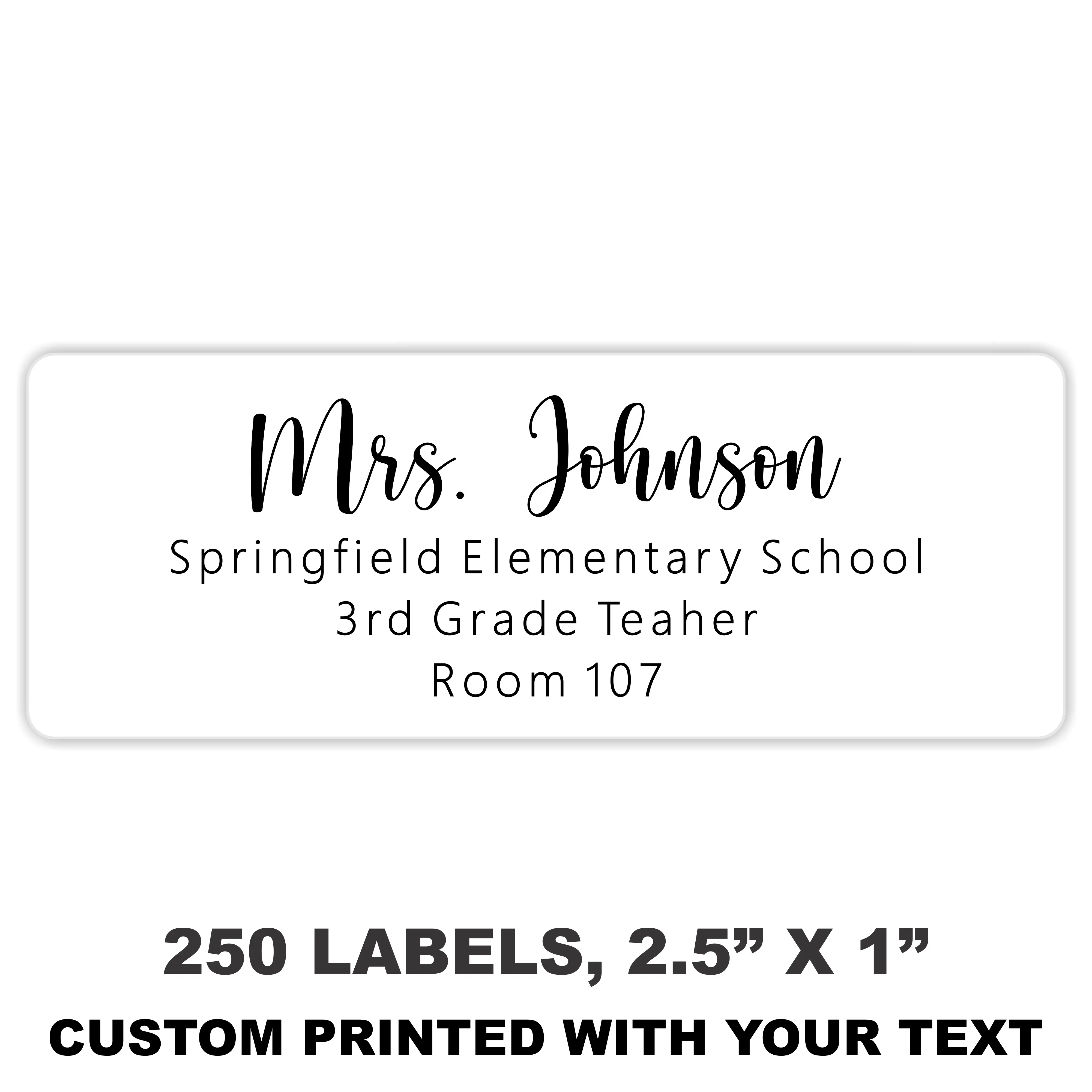 Customizable Peel-and-Stick White Address Labels - 250 Pcs Pack (2.5x1 Inches) Chic Script Personalized Return Address Stickers for Envelopes, Business Use