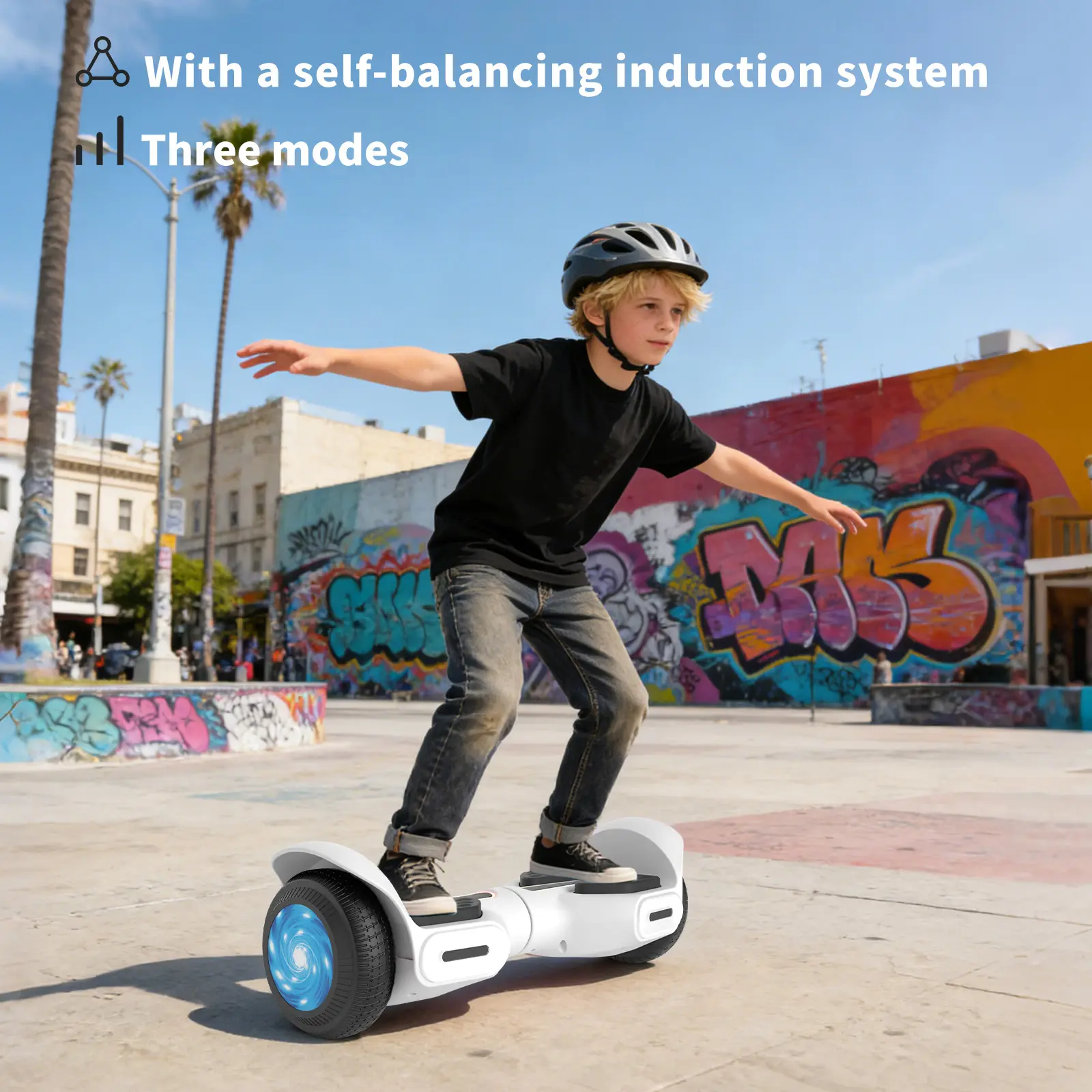 Commugo K3 Self-Balancing Hoverboard - UL2272 Certified Dual Motor Electric Scooter with LED Lights, Bluetooth Speaker, Up to 8.5 MPH, Ideal Birthday & Holiday Gift for Kids