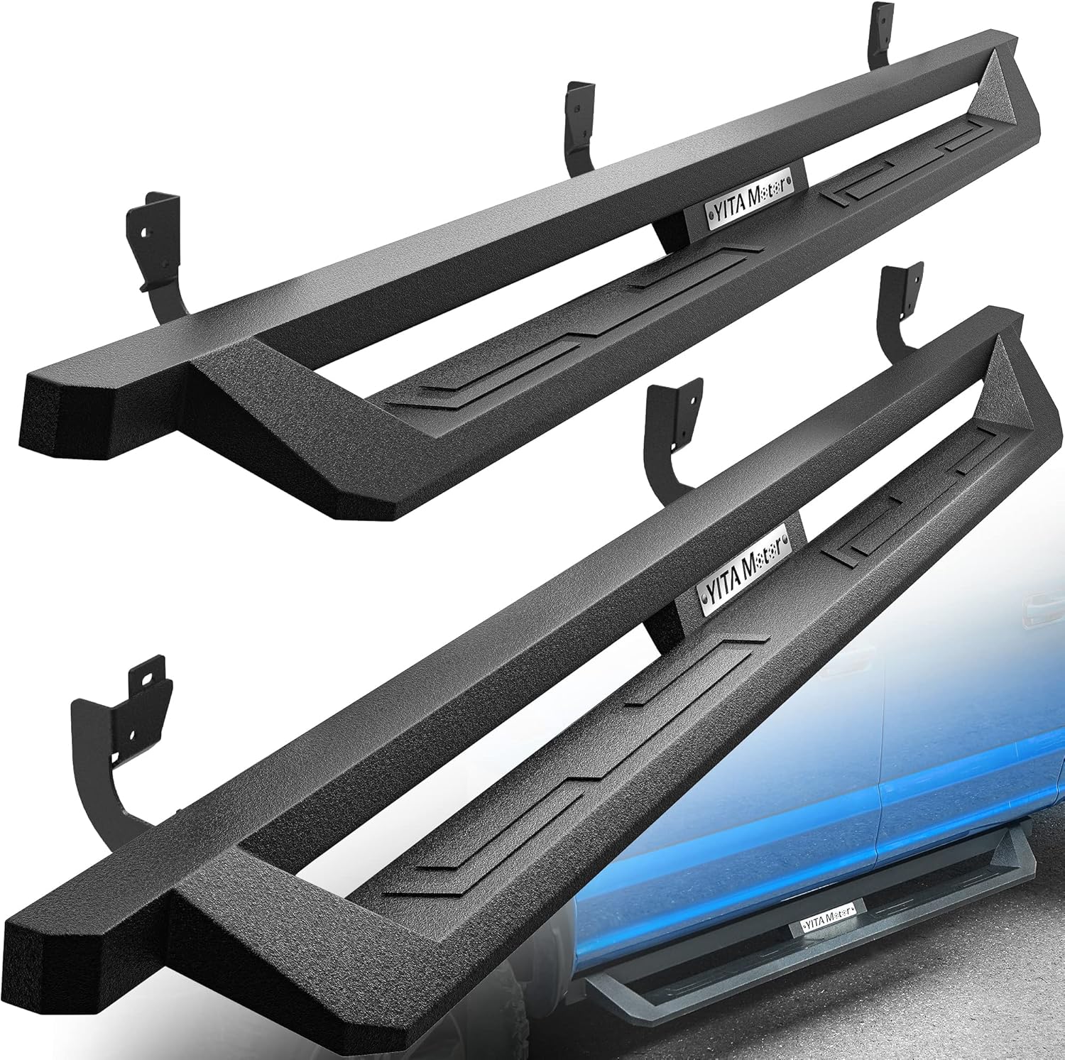 YITAMOTOR Drop Side Steps Compatible with 2009-2018 Dodge RAM 1500, 2019-2024 Ram 1500 Classic Quad Cab, Off-Road Running Boards, Black Powder Coated Nerf Bars