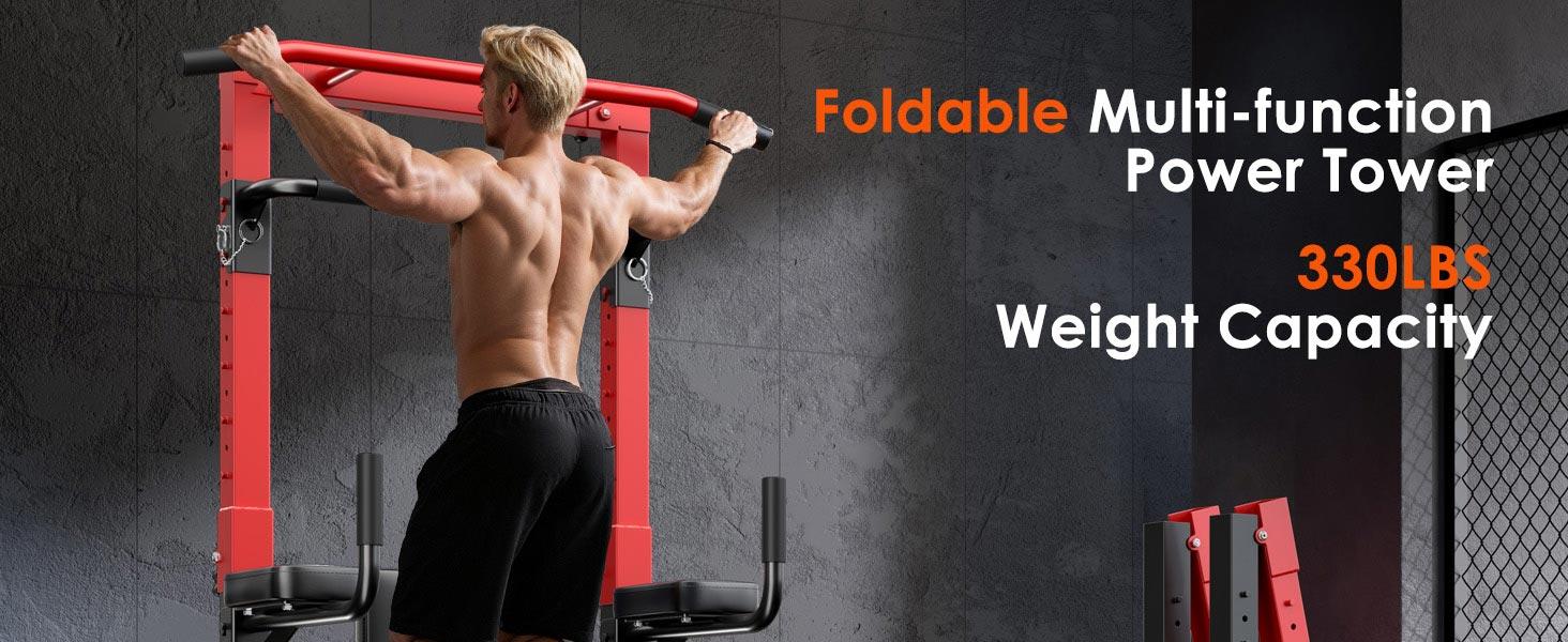 【Dlandhome 2026 Upgraded Foldable Version】 Multifunctional Pull-Up Station: Foldable,Multi-Level Height Adjustment, Home Upper Body Fitness Rack | Thick-Tube Stable Frame + Padded Cushions, Suitable for Pull-Ups, Push-Ups & Various Workouts