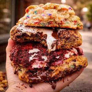 Giant Stuffed Cookies - Gooey Gourmet Bakery Cookies - Thick Soft Baked Viral TikTok Dessert – Chocolate Loaded Cookie - Dubai Chocolate