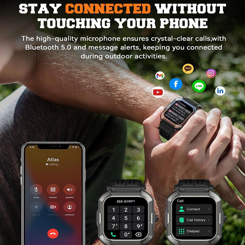 [Spring Deals] Tukio 2026 Military Smart Watch for Men 1.91'' Fitness Tracker with IP68 Waterproof Step Counter Sleep Monitor 110+ Sport Modes Compatible with Android & iPhone Wearable