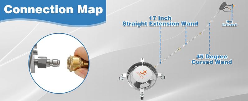 Undercarriage Pressure Washer Attachment, Undercarriage Cleaner with 4 Wheels, 14 Inch , 3 Power Washer Extension Wands, 4000 PSI carwasher