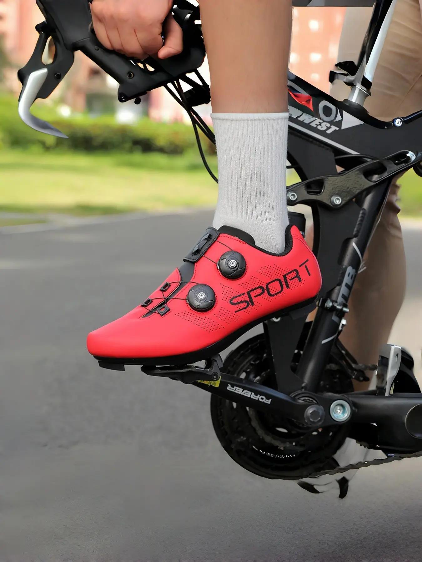 Men's Road Cycling Shoes, Breathable Tpu Upper, PU Leather Sole, Patchwork Design, Compatible with Mountain and Road Bikes, Versatile Terrain, Cycle Shoes