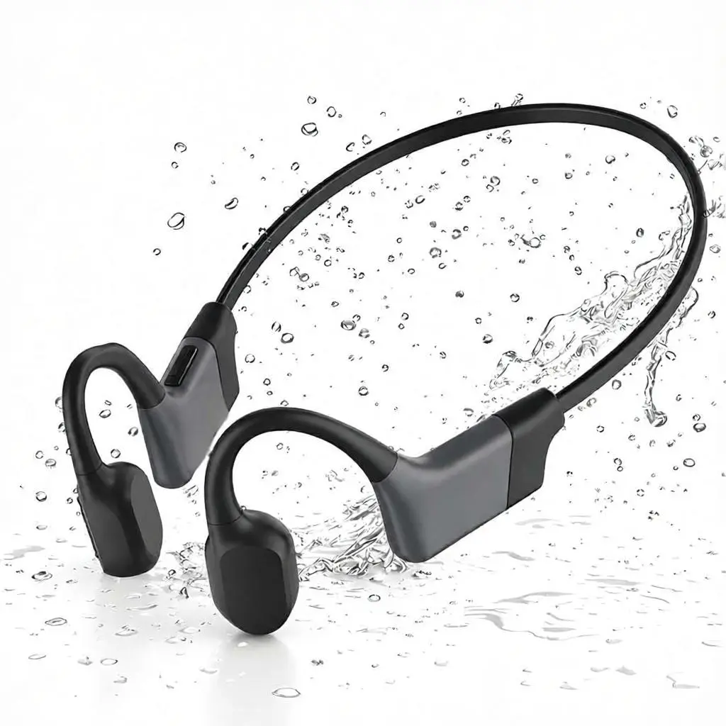 Wireless Bone-Conduction Neckband Bluetooth Headphones - Waterproof, Sports-Friendly, Lightweight, Comfortable, Hi-Fi Stereo, Volume Control, Long Battery Life, Compatible with Android/iOS, Ideal for Music, Calls, Exercise, Waterproof Headphones