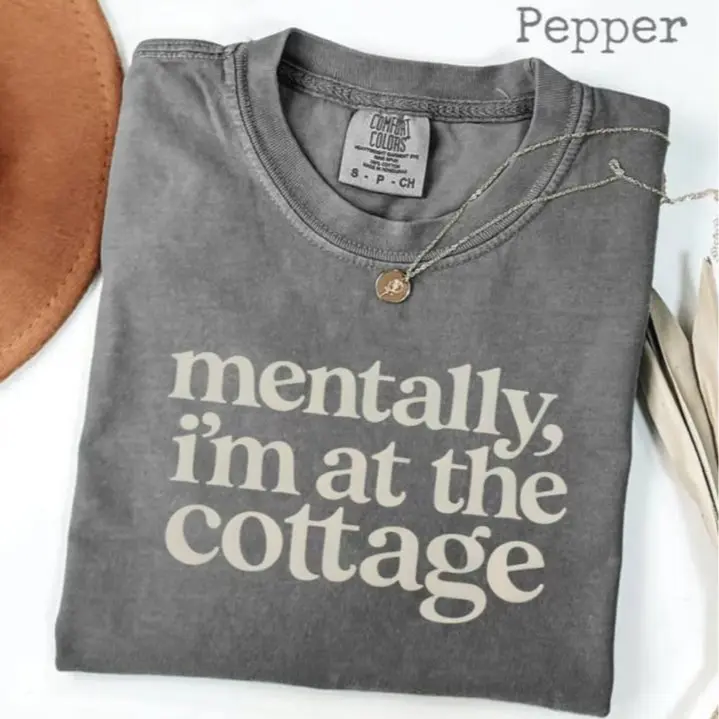 Comfort Colors Mentally I'm At the Cottage, Bookish Hockey Romance Boxy Crop Top, Heated Rivalry Reader Tee, BookTok Aesthetic Shirt, Cozy Romance Reader Gift