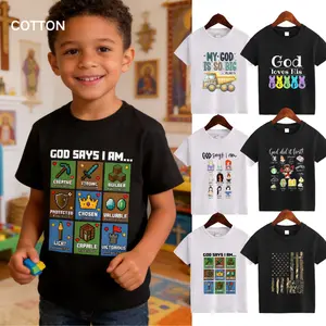 Christian Children's Easter Fun Print Cotton T-shirt For Boys And Girls Summer T-shirt