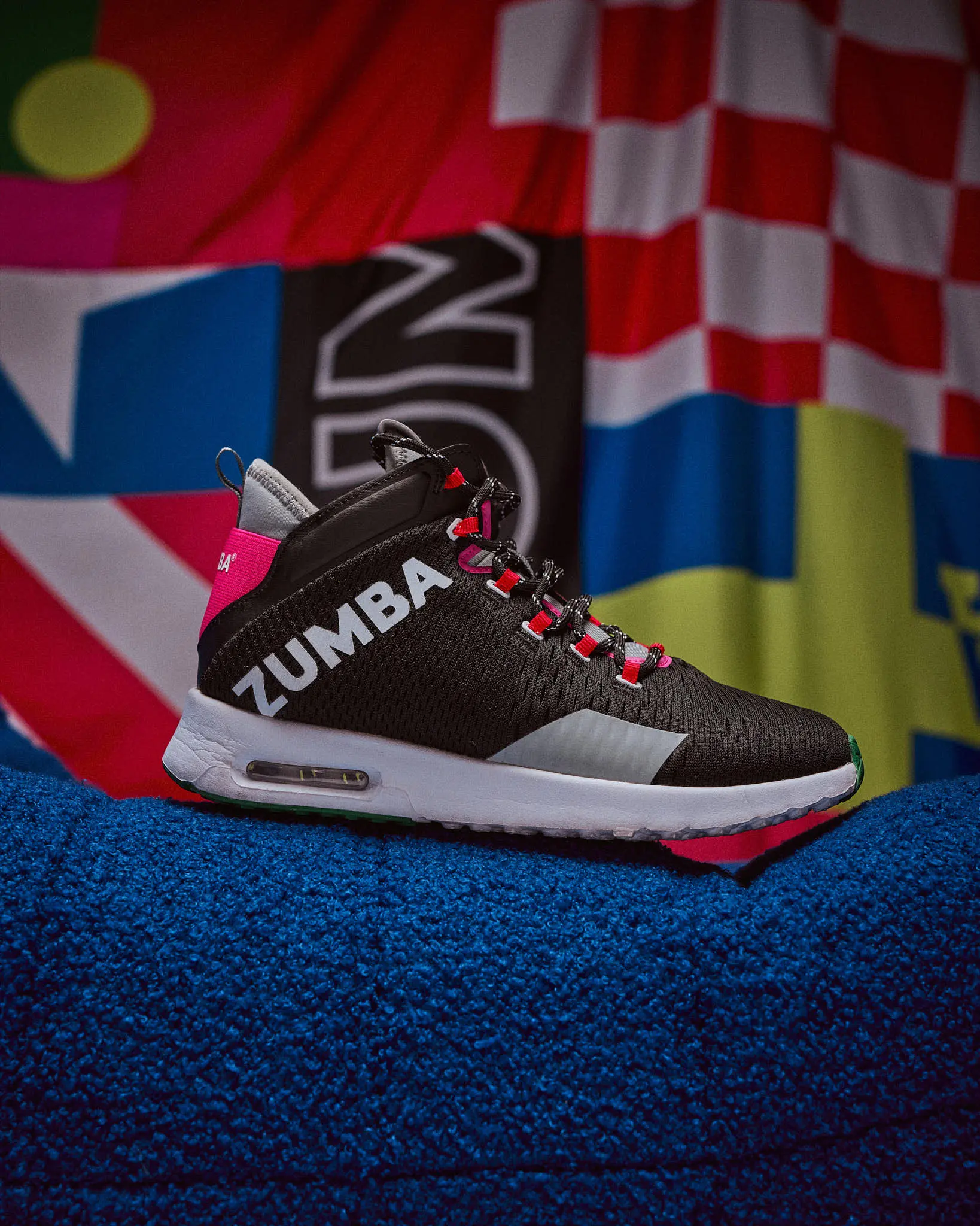 Zumba Air Funk Lace-Up Training & Gym Shoes, Black/Pink, Sporty Chic Dance Fitness Footwear, Lightweight, True Size
