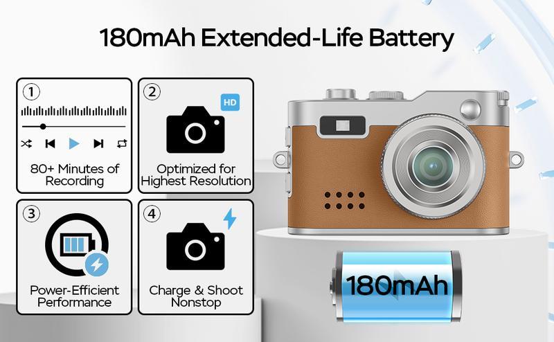 HOTU Mini Leather Keychain Digital Camera with 32G Card Y2K Pocket-Size 1080P HD Camera 1MP Lens Flash & 0.96" Screen Retro Leather Vlog Camera for Travel Concerts Kids & Instant Party Recording Vintage Charging Gift for Kids NewYear Christmas Gifts