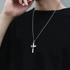 Stainless Steel Cross Pendant Necklace for Men and Women, Unisex Inspirational Cross Jewelry, Durable and Timeless, Ideal Gift for Teens and Adults on Any Special Day