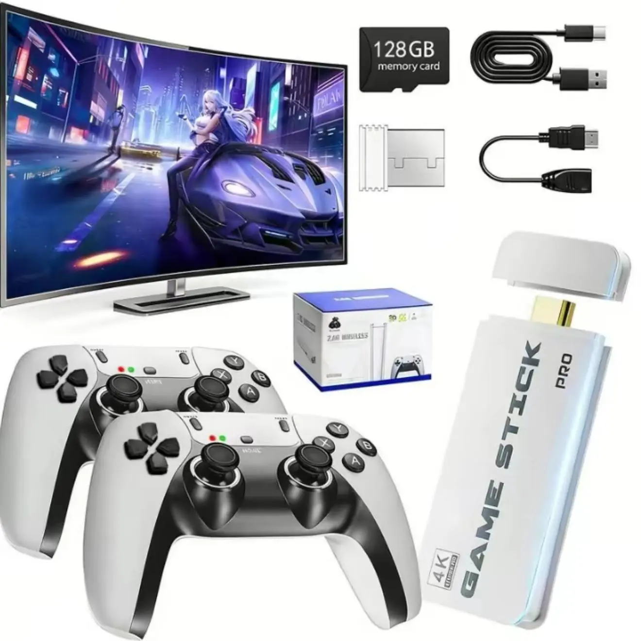 2026 Mass Games Retro Game Console NO PS2 with 40000+ Built-in Games 19 Emulators 2 Wireless Controllers HD Output & 128GB SD Card Perfect for Kids & Adults - Portable Gaming System outdoorfun