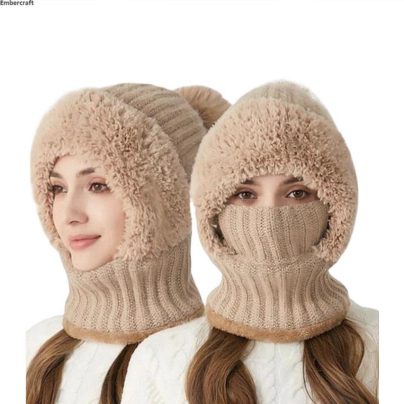 Winter Knit Beanie Hat for Women – Cozy Pom Pom Beanie with Heart Design, Soft Thick Wool Bonnet Cap, Solid Color Fashion Accessory for Daily Wear, Travel, Outdoor & Cold Weather Looks