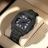Men's Luxury Classic Quartz Diamond Studded Watch - 42mm Dial with Gold-White Diamonds-Colored Roman Numerals, Japan Movement, Mineral Glass, 30M - 50M Waterproof, Gold-Tone Alloy Buckle Strap, Analog Business Casual Valentine Gift Wristwatch
