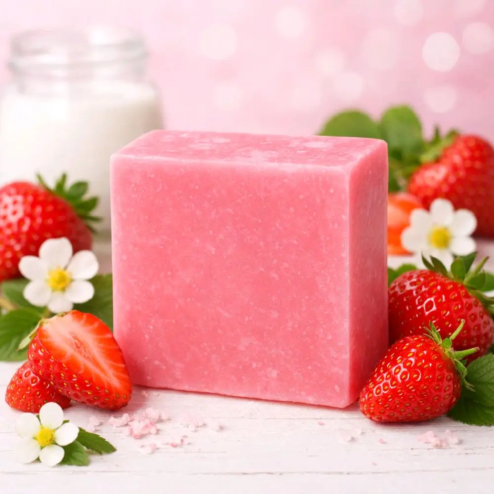 Goat Milk & Oatmeal Soap Bar | Handmade Gentle Exfoliator for Body Care | Strawberry Vanilla Cake Scent, 4 oz, Exfoliating, Natural Bar Soap, Nourishing Soap