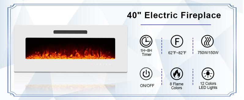 [Ships in 2 Boxes] AMERLIFE U-Shaped Legs Fireplace TV Stand, Media Console with Electric Fireplace and LED Lights, Modern Entertainment Center with Storage Shelf, Apartment Furniture/Best Gift Ideas/Christmas Gifts