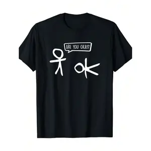 Soft &Comfortable Are You Okay?" Humorous Graphic Men's T-Shirt - 100% Cotton, Breathable Menswear