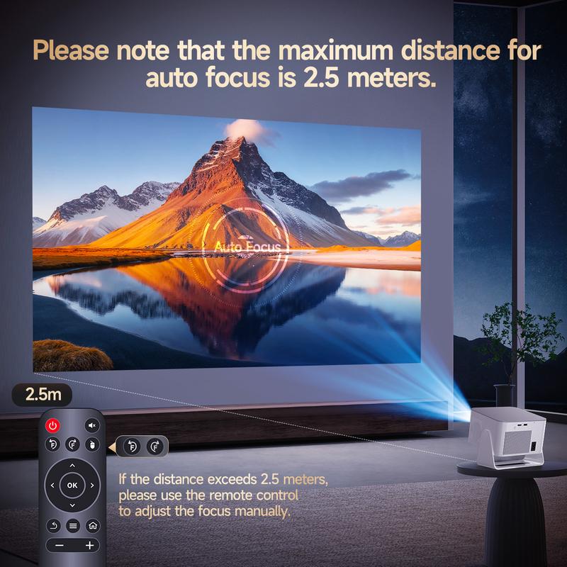 [US warehouse] Magcubic HY350MAX Projector 900ANSI Auto Focus 8K Decode Android 14 Allwinner H726 Built-in 15W HiFi Speaker Dual WiFi6 BT5.4 Native 1080P 1.0:1 short Throw Portable Smart Projector For Home Cinema Movie Night, Gift, Black Friday