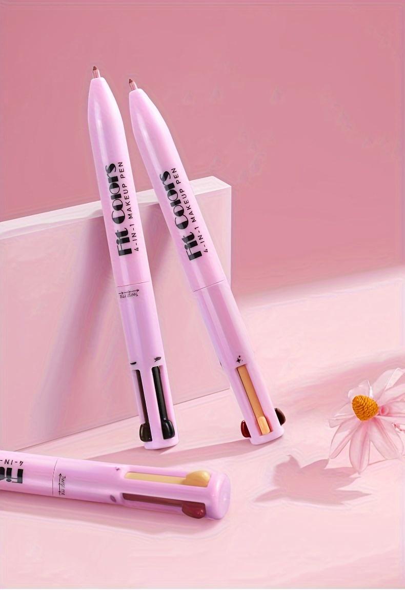 [BUY 1 GET 1 FREE] 4-in-1 Multifunctional Makeup Pencil, All-in-One Portable Touch Up Pen with Eyeliner Lip Liner Eyebrow Pencil & Highlighter, Matte Finish Mixed Colors Professional Beauty Tool for Travel Friendly Makeup On-the-Go Versatile Cosmetic