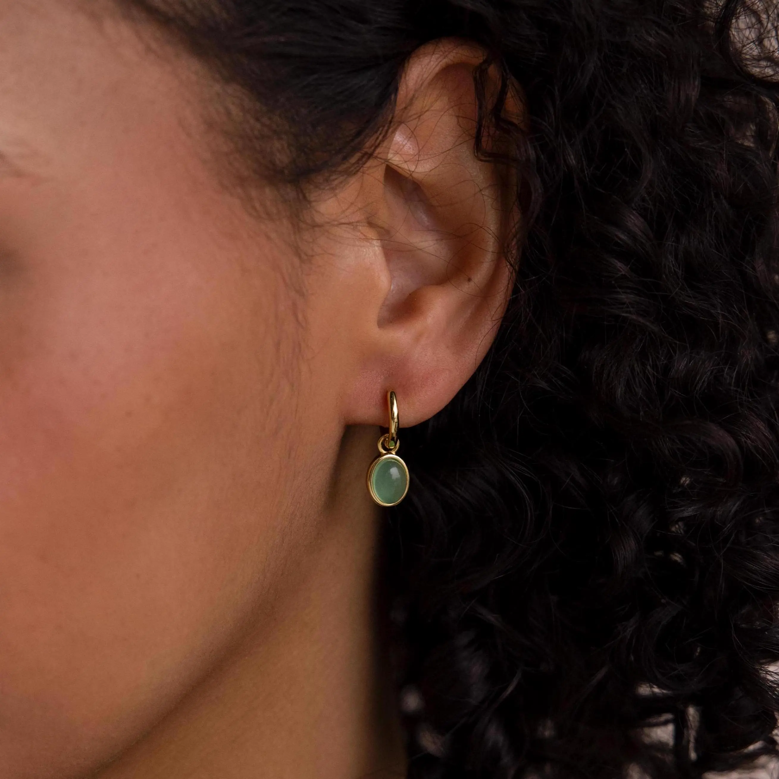 Jade Drop Hoops by Caitlyn Minimalist - Dainty Green Gemstone Huggie Earrings in Gold & Silver - Minimalist Jade Jewelry - Birthday Gift
