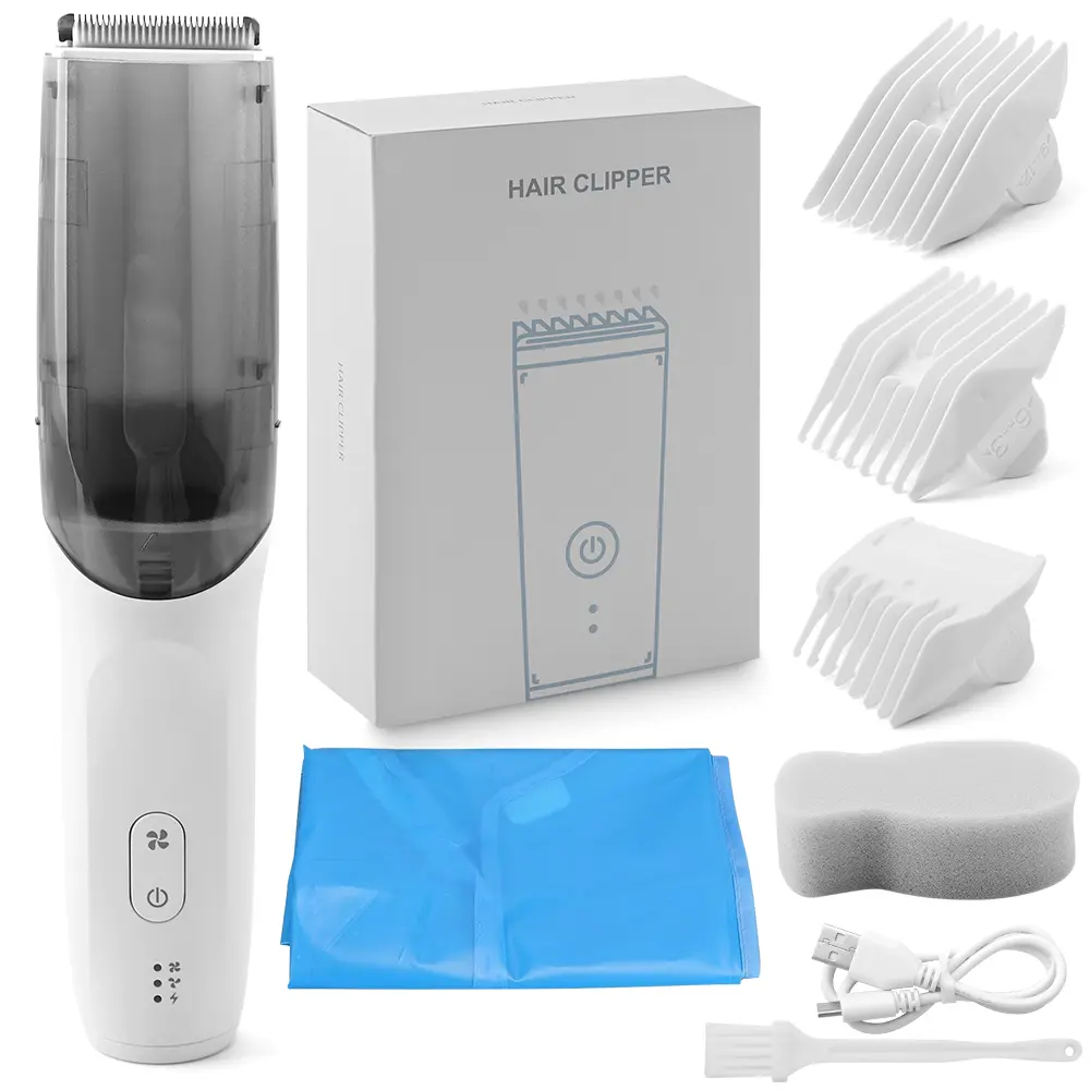 Dual Motor Vacuum Electric Haircut Kit - Professional Rechargeable Cordless Trimmer Clippers for Men Kids