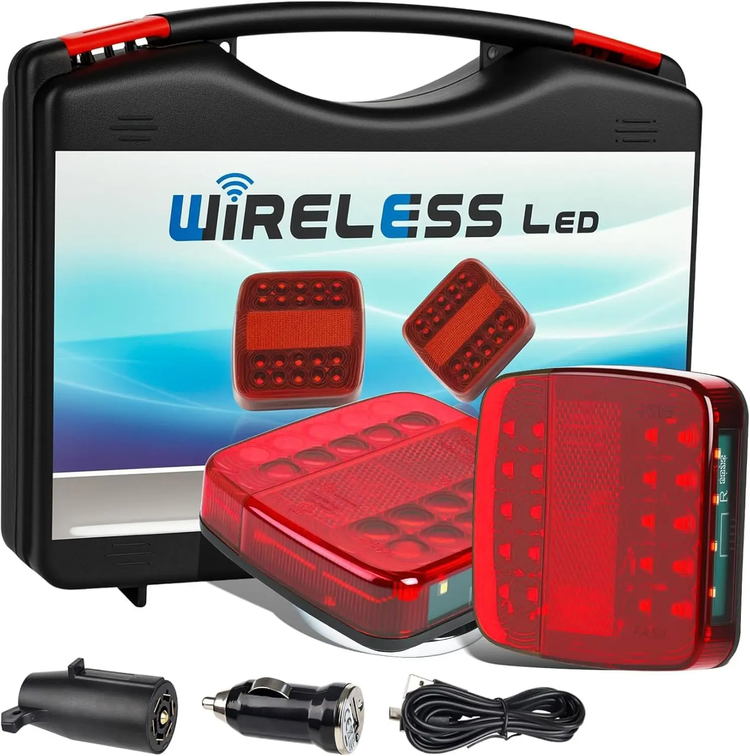 Wireless Trailer Lights Magnetic -  New Wireless Magnetic Trailer Lights, Portable Led Tow Tail Lights Kit Rechargeable Waterproof with Powerful Suction Base for Vehicle, Trucks, Boats, Rvs Father'sDayGifts