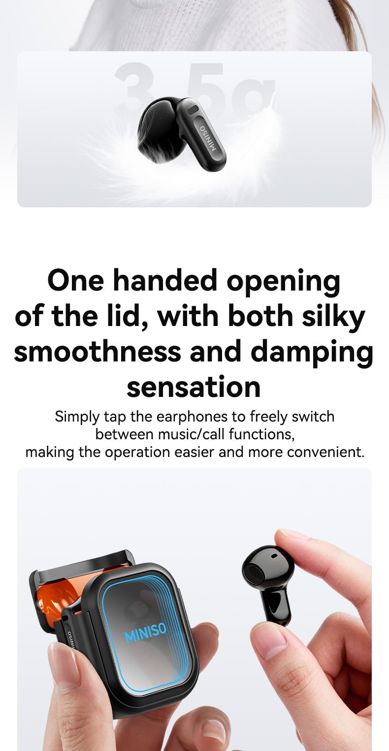 MINISO-MS109 AI Translation Earphones, Bluetooth 6.0, High-Fidelity Waterproof Wireless Earphones | Suitable for work, exercise, study, and voice calls | Built-in microphone | Earphones