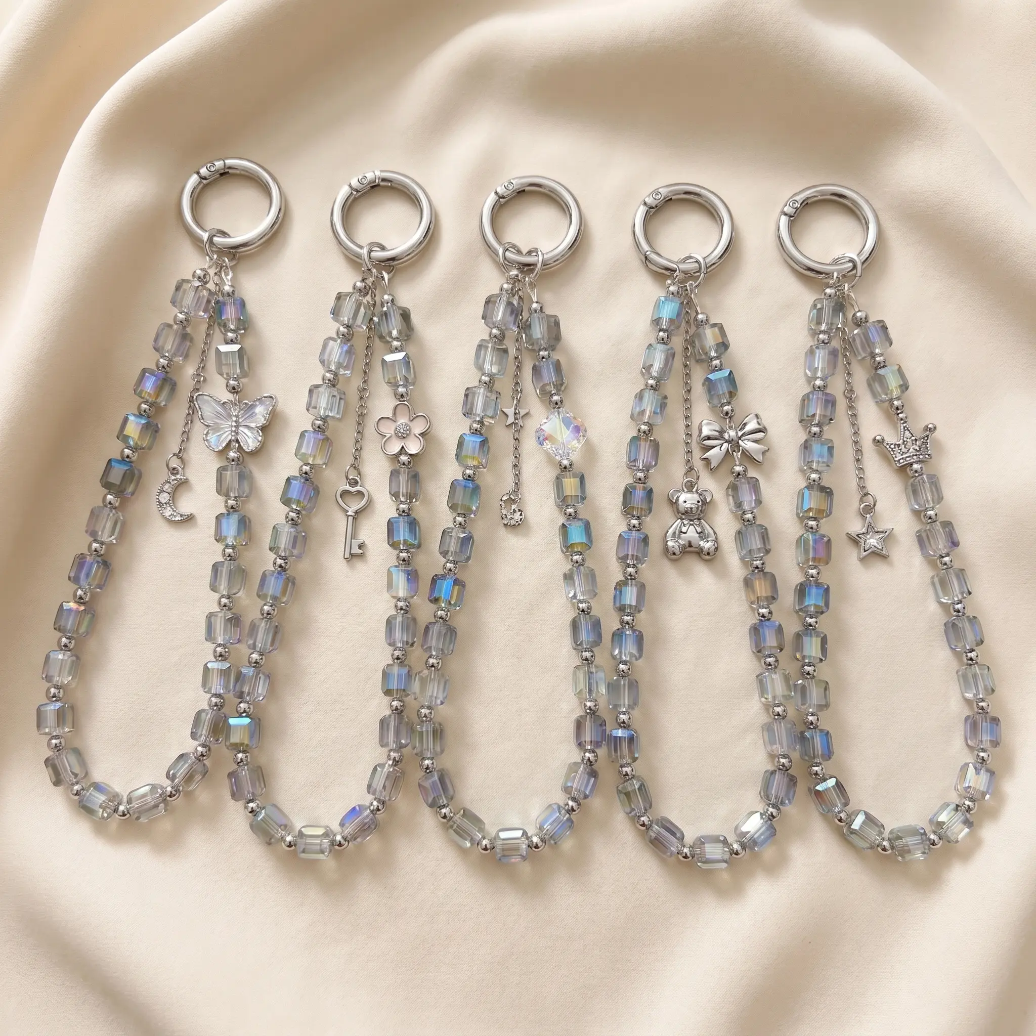 Cute Beaded Phone Charm Strap | Kawaii Wrist Strap for Phone, Camera & Bag | Aesthetic Pastel Accessories