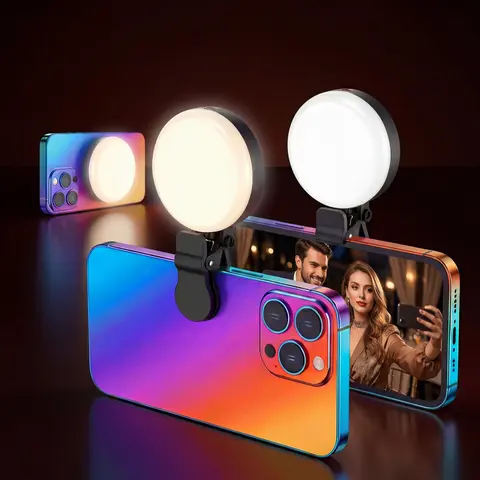 Rechargeable Portable USB Selfie Fill Light | Dual LED Clip-On + Magnetic Design | 3 Adjustable Color Temperatures (Natural / Warm / White) | Perfect Lighting for Live Streaming, Video Calls, Makeup & Selfies | Great Easter Gift
