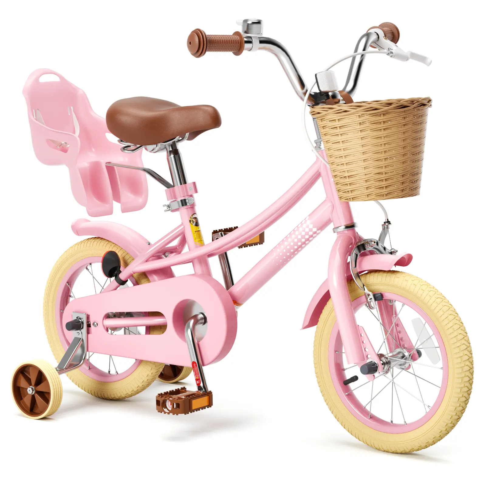 XJD Bike for Ages 4-12, 12/14/16/20 Inch Kids' Bike with Training Wheels, Handbrake, Basket, and Bell, Adjustable Seat and Handlebar Height
