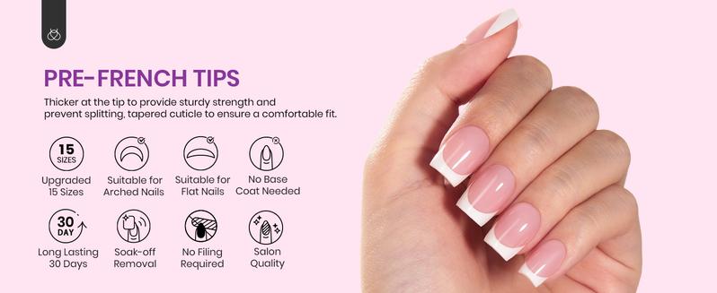 Beetles French Tip Press On Nails French Gel Nail No File Need Fake Nails 4-in-1 DIY Manicure for Nail Extension Designs for Women Beetles French Tip Press On Nails French Gel Nail No File Need Fake Nails 4-in-1 DIY Manicure for Nail Extension Designs for Women