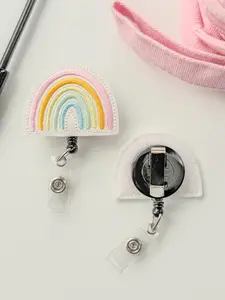 Pastel Rainbow Feltie Badge Reel Nurse Gift Retractable Holder Fun ID Gift For Work Handmade Felt Badge Clip Healthcare Badge Holder Peds RN