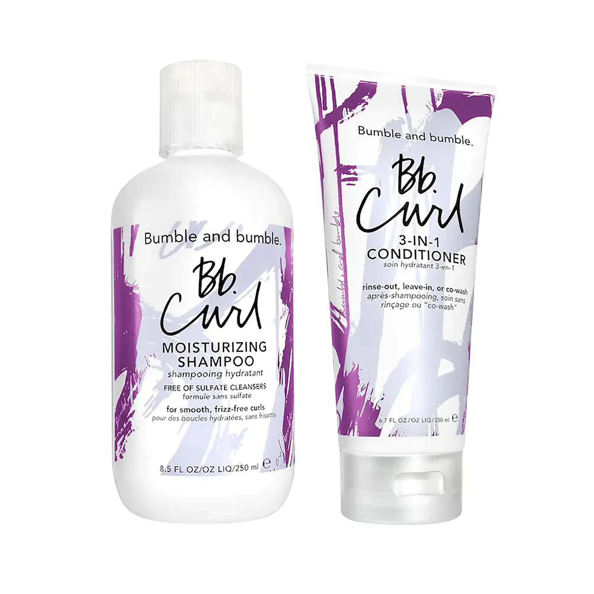 Bumble and bumble Curl Moisturizing Shampoo & 3-in-1 Conditioner Haircare Combo, Sulfate-Free Gentle Cleanser & Moisturizer to Hydrate Wavy to Coily Hair, Curly Locks, Vegan, Natural Curls, Bouncy Curls