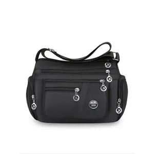 Women's Waterproof Shoulder Bag, Large Capacity Nylon Backpack with Multiple Zipper Pockets, Fashionable Handbag for Daily Use, Casual Lightweight Bag