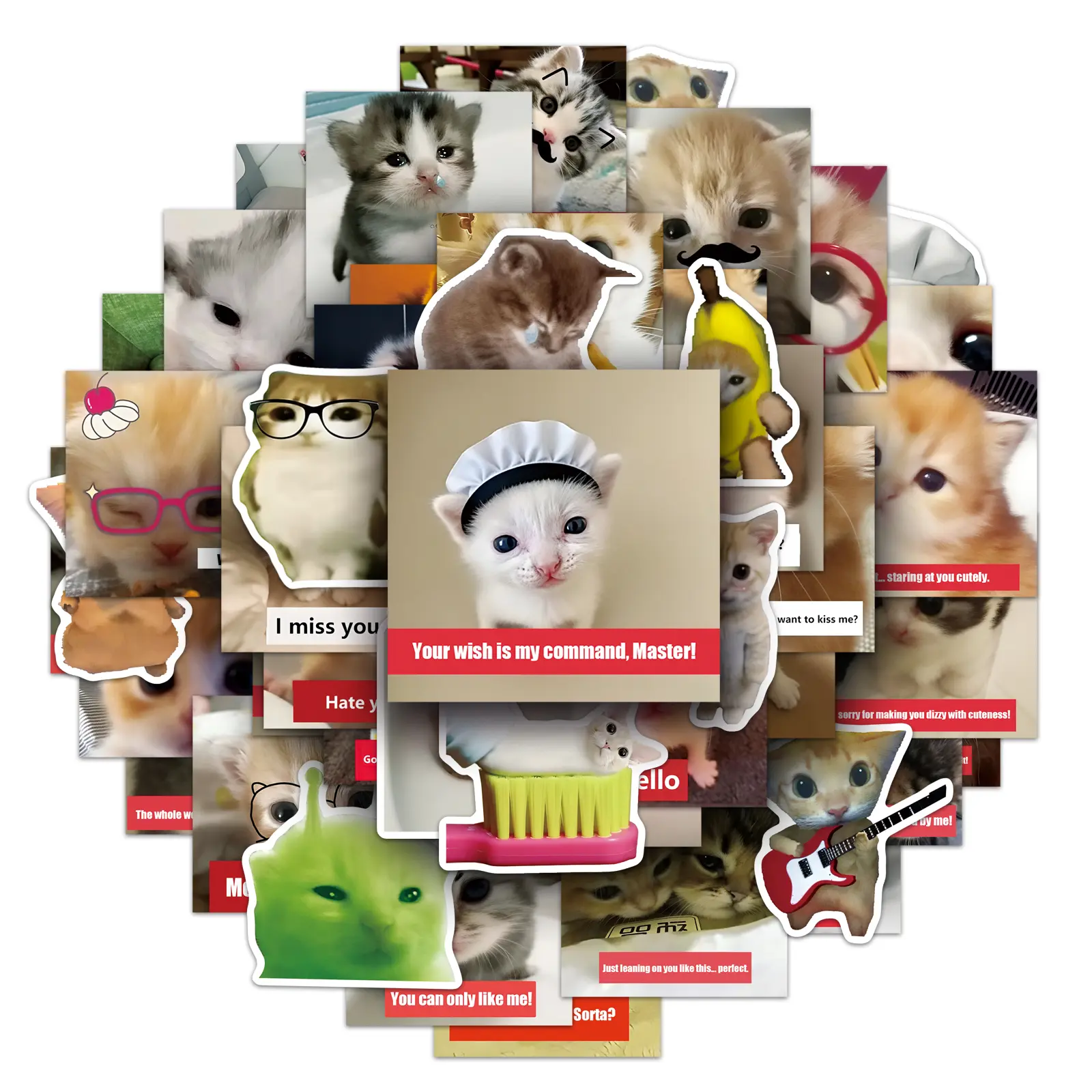 50 PCS Cat Meme Sticker Aesthetic Kawaii Cute Sticker Pack for ...