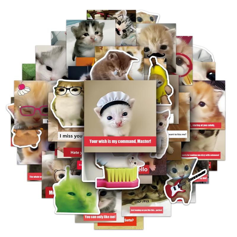 50 PCS Cat Meme Sticker Aesthetic Kawaii Cute Sticker Pack for Journaling, Phone Case & Laptop Decor Valentine's Day gift