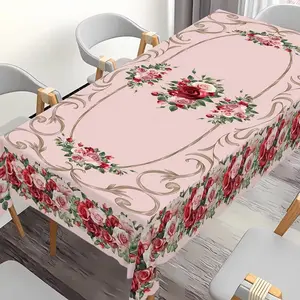 1 Valentine's Day heart-shaped tablecloth, Mother's Day rose floral design, perfect gift for wedding decoration, spring indoor and outdoor dining table cover, home kitchen and restaurant decor. party banners rectangular tree pattern