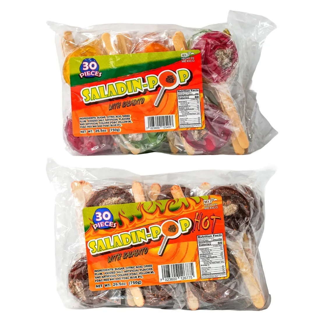 Saladin Pop Hard Candy Lollipop with Chewy Dry Salted Plums Center 30 Pieces Pack Delightful Snack for Parties and Everyday Snacking