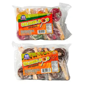 Saladin Pop Hard Candy Lollipop with Chewy Dry Salted Plums Center 30 Pieces Pack Delightful Snack for Parties and Everyday Snacking