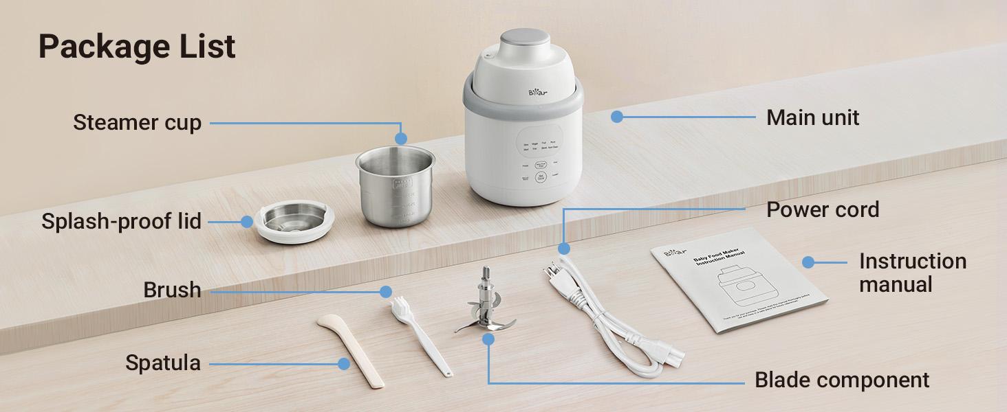 Bear NutriEase AllStage Stainless Steel Baby Food Maker Steamer and Blender, Truly OneStep Baby Food Processor Puree Maker Grinder Mills, Auto Cooking&Grinding for Healthy Homemade Baby Food, BPA-Free